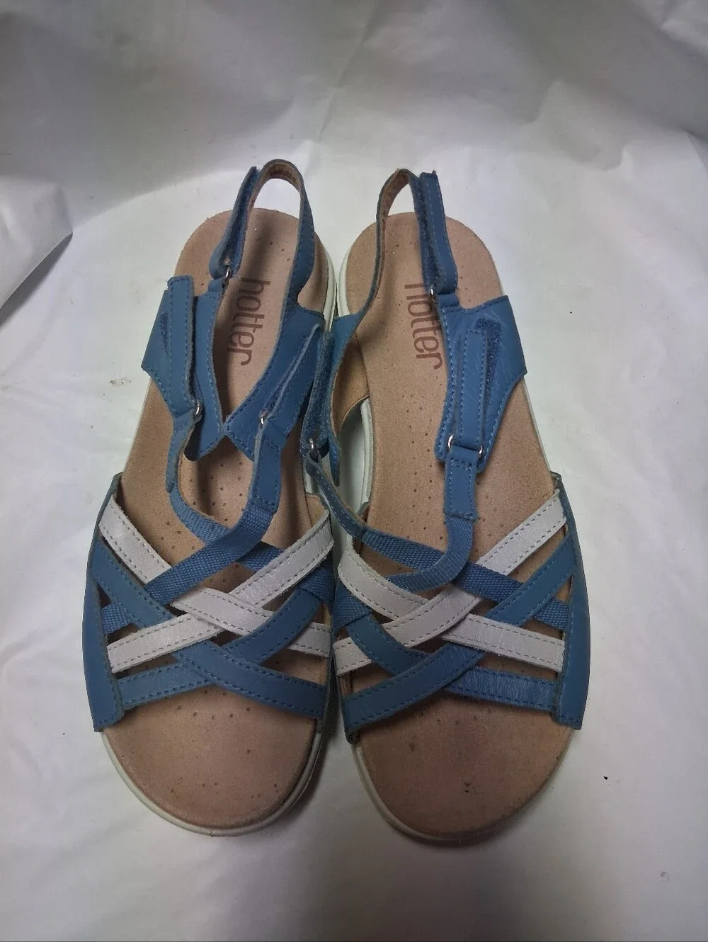 Hotter Comfort Slingback Sandals in Blue and White - Casual Big Girl's Sz 4.5
